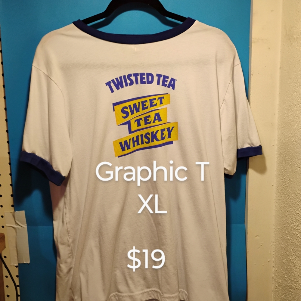 Twisted White and Blue Graphic Tee